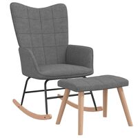 vidaXL Rocking Chair with a Stool Dark Gray Fabric