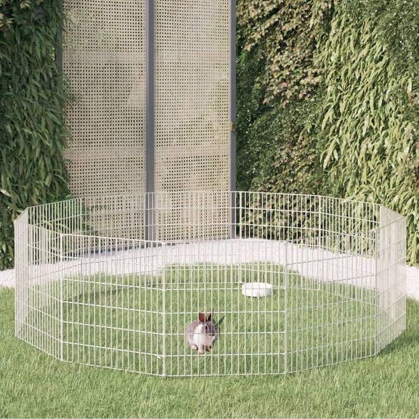 vidaXL Animal Enclosure Silver Galvanized iron Spacious Collapsible