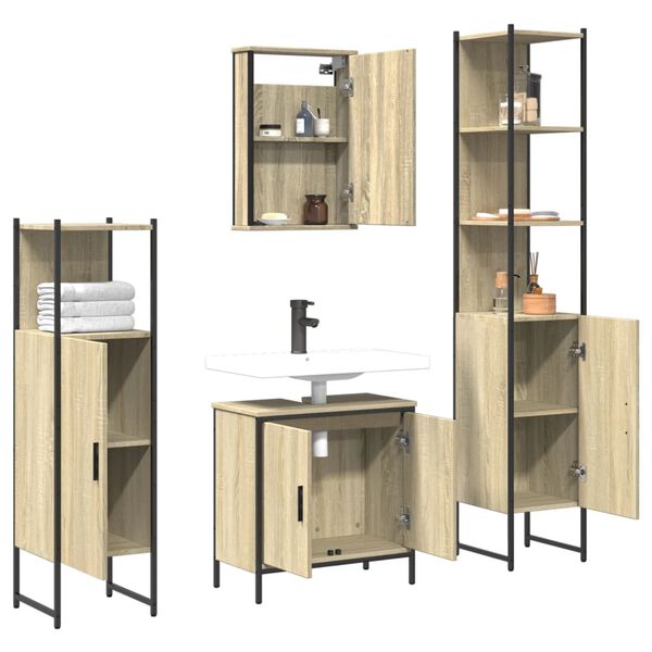 vidaXL Bathroom Furniture Set Sonoma oak Engineered wood Medium