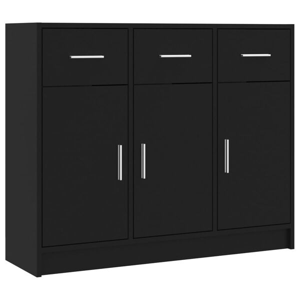 vidaXL Sideboard Black Engineered wood Medium Sideboard Rectangular