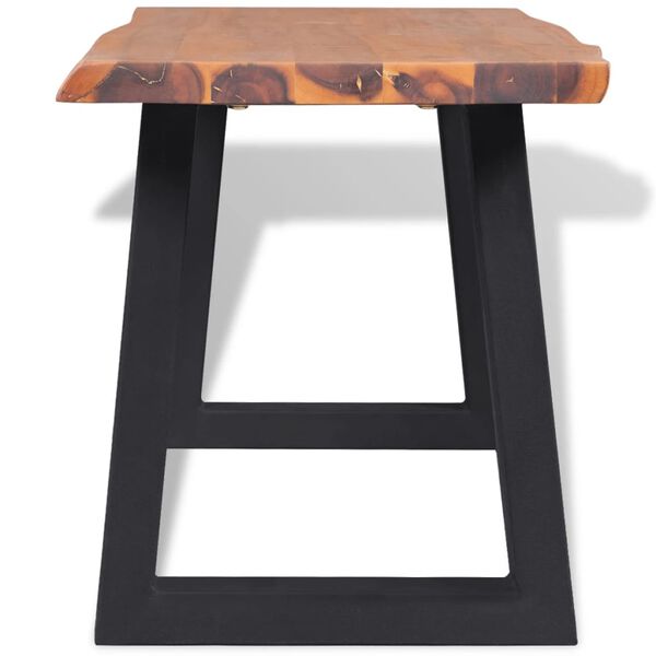 vidaXL Bench Brown and black Solid acacia wood with powder-coated metal
