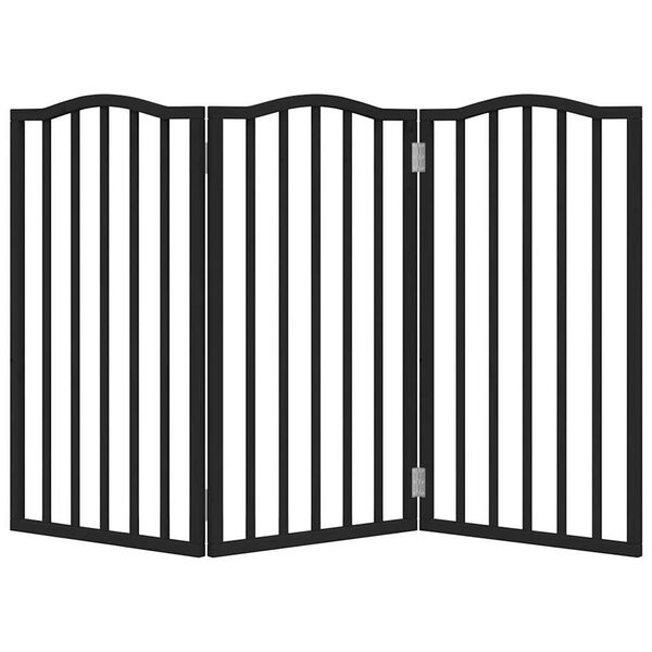 vidaXL Dog Gate Set of 3 Black Poplar Wood Total length 59 in Foldable