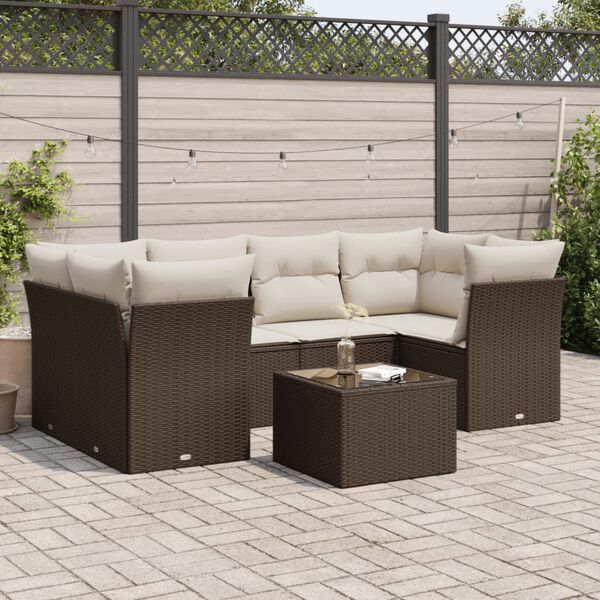 vidaXL Garden Sofa Set Brown, Cream white