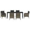 vidaXL Garden Dining Set with Cushion 7 pcs Grey Poly Rattan