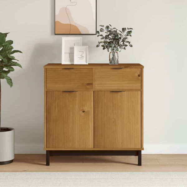 vidaXL Sideboard Oak Solid pine wood with an oak finish, plastic
