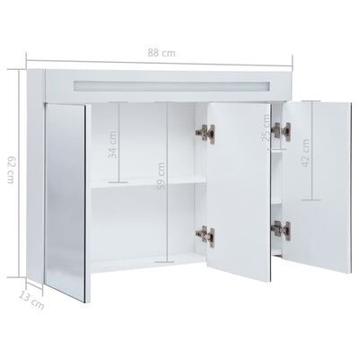 vidaXL LED Bathroom Mirror Cabinet 34.6"x5.1"x24.4"