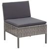 vidaXL Garden Lounge Set Gray Poly Rattan, Powder-Coated Steel, Polyester
