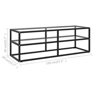 vidaXL TV Stand Black with Tempered Glass 47.2"x15.7"x15.7"