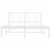 vidaXL Bed Frame White Powder-Coated Steel Small Double Bed Frame
