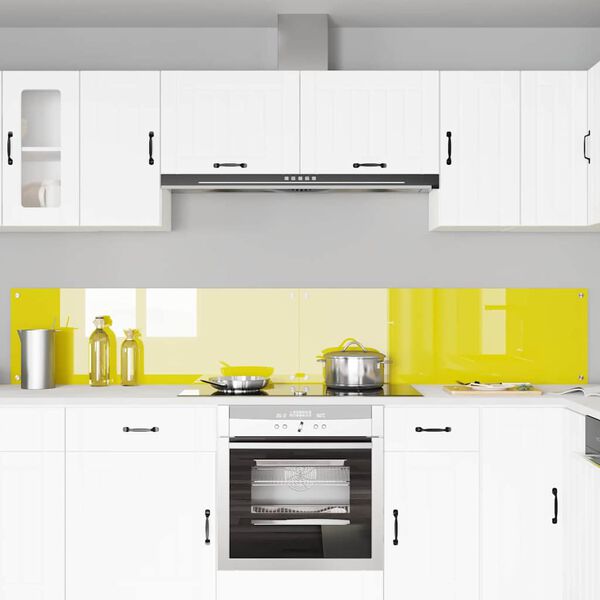 vidaXL Kitchen Backsplash 2 pcs Yellow 47.24 x 15.75 in Tempered Glass