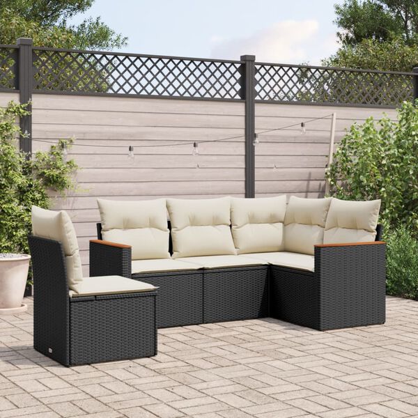 vidaXL Garden Sofa Set Black, Cream White