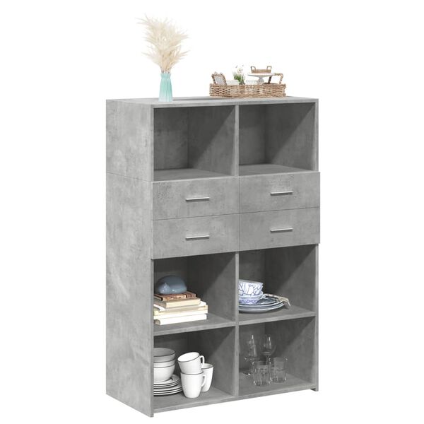 vidaXL Highboard Concrete grey Engineered wood 31.5 x 16.7 x 48.8 in