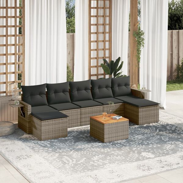 vidaXL Garden Sofa Set Grey PE rattan Medium Modular Garden Sofa Set