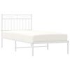 vidaXL Bed Frame White Powder-Coated Steel Single Bed Frame