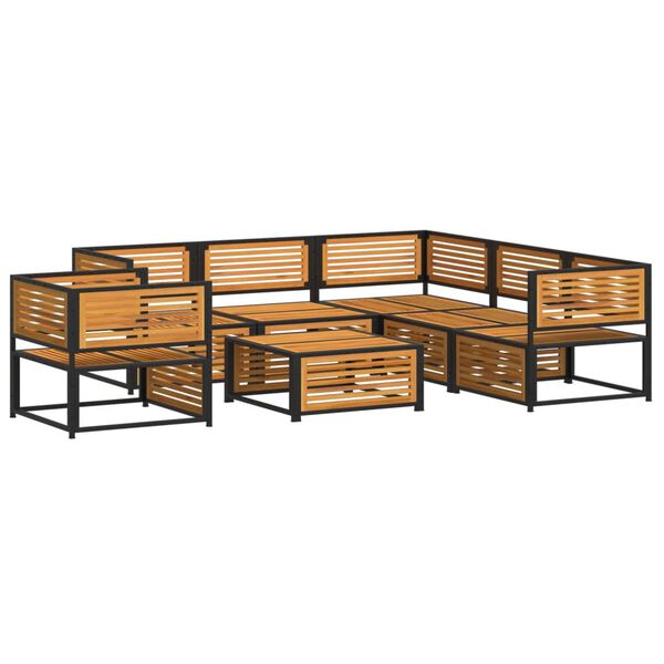 vidaXL Garden Sofa Set Cream, Brown Solid Acacia Wood, Powder-Coated Steel