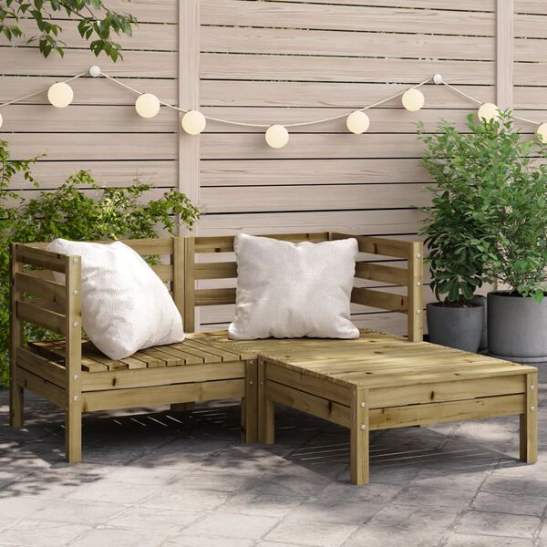 vidaXL Garden Sofa Natural Wood Solid Pine Wood Medium Modular