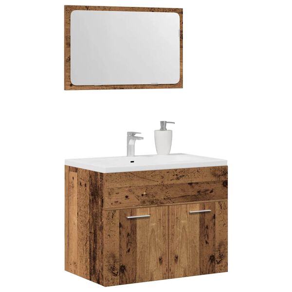 vidaXL 2 Piece Bathroom Furniture Set Old Wood Engineered Wood