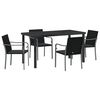 vidaXL Garden Dining Set 5 pcs Black Poly rattan