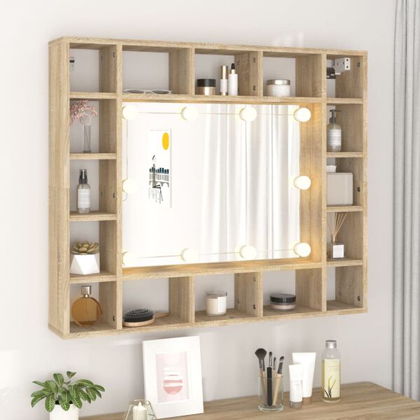 vidaXL Mirror Cabinet Sonoma Oak Engineered Wood, Glass Medium