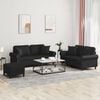 vidaXL Sofa Set Black Faux leather, metal, plywood Medium Modern