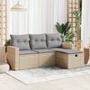 vidaXL Garden Sofa Set Beige PE rattan, powder-coated steel, fabric Medium