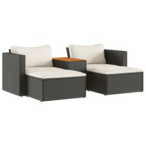 vidaXL Garden Sofa Set Black, Cream White