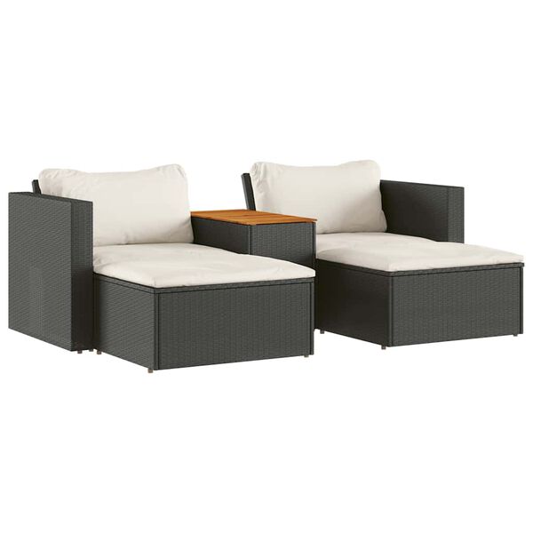 vidaXL Garden Sofa Set Black, Cream White