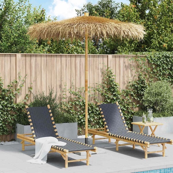 vidaXL Garden Parasol Brown Bamboo pole, Banana leaf roof