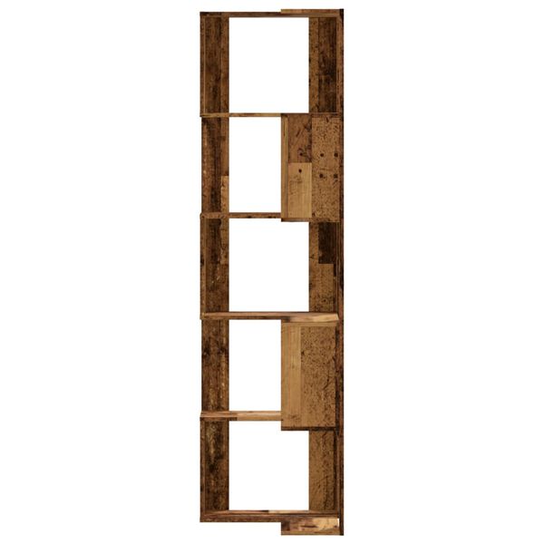 vidaXL Corner Bookcase 5-Tier Old Wood 19.7x19.7x70.5" Engineered Wood