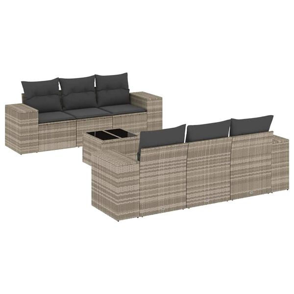 vidaXL Garden Sofa Set Light Grey PE rattan 87 inches long