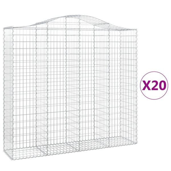 vidaXL Gabion Basket Set of 20 Silver Galvanized Iron Large