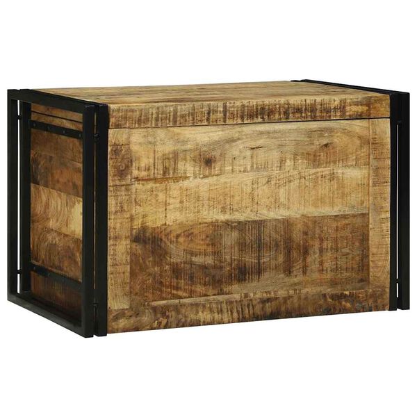 vidaXL Storage Box 80 x 50 x 50 cm Rough mango wood and metal
