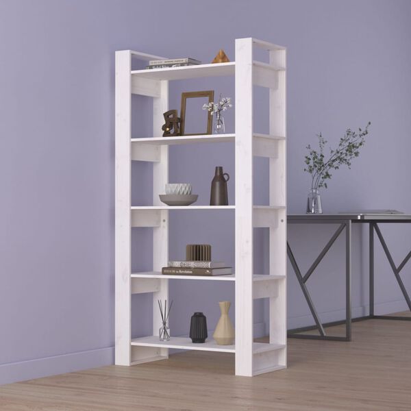 vidaXL Book Cabinet White Solid pine wood Standard Book Cabinet