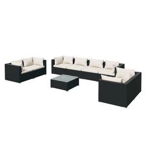 vidaXL Garden Lounge Set Black, Cream