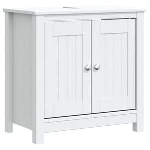 vidaXL Bathroom Sink Cabinet White Solid pine wood, engineered wood, metal
