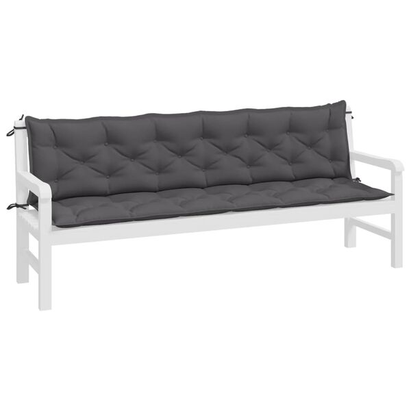 vidaXL Patio Bench Cushions 2pcs Anthracite 200x50x2.8 " Oxford Fabric