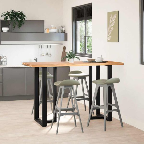 vidaXL Bar Table Light Brown Solid oak wood, powder-coated steel Large