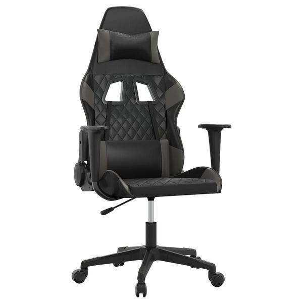 vidaXL Gaming Chair Black and Gray Faux Leather