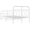vidaXL Bed Frame White Steel Full Bed Frame Rectangular Modern