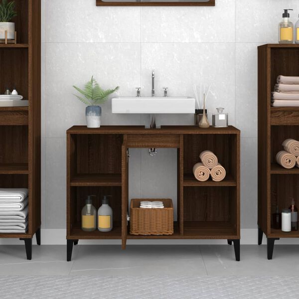 vidaXL Sink Cabinet Brown Oak Engineered Wood Medium