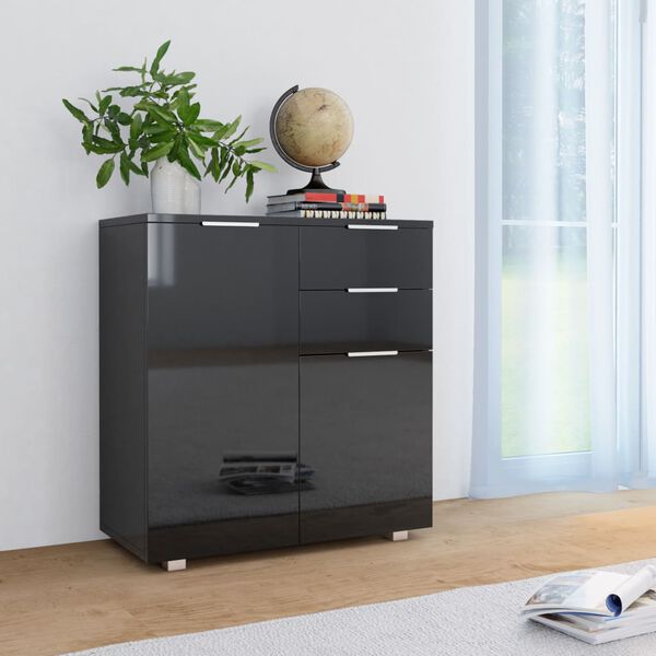 vidaXL Sideboard Black Engineered Wood 28 x 13.8 x 31.5 in Sideboard