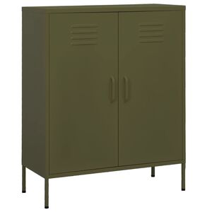 vidaXL Storage Cabinet Olive Green Steel Medium