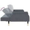 vidaXL Sofa Bed Dark Grey Velvet, plywood, metal Large