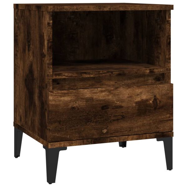 vidaXL Bedside Cabinet Smoked Oak Engineered wood, metal 15.7x13.8x19.7 in