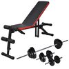 vidaXL Adjustable Sit-up Bench with Barbell and Dumbbell Set 67.2 lb (90641+90377)