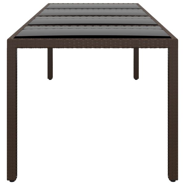 vidaXL Garden Table Brown PE Rattan Large Tough Garden Table
