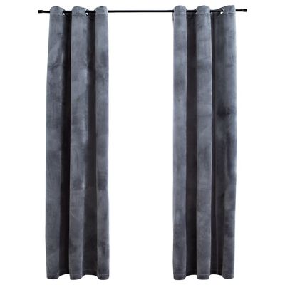 vidaXL Blackout Curtains with Rings 2 pcs Anthracite 37"x95" Velvet