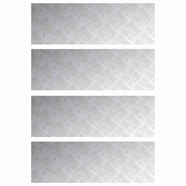 vidaXL Stair Tread Rectangular 4 pcs Silver 35.43 x 11.81 in Aluminium