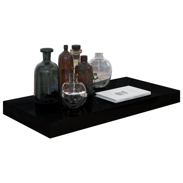 vidaXL Wall Shelf Set of 4 High gloss black Honeycomb MDF, metal