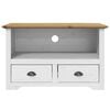 vidaXL TV Cabinet White, Brown Solid Pine Wood, Engineered Wood, Metal